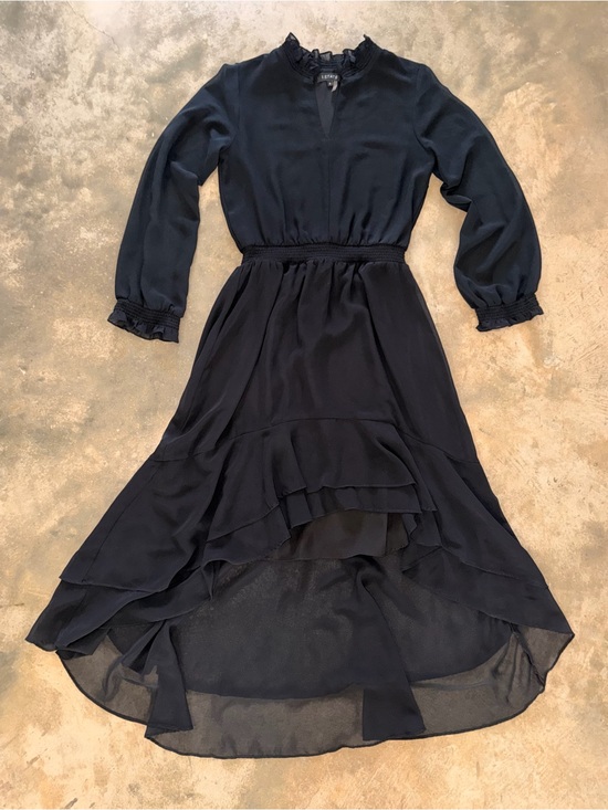 1. State Dresses & Skirts - 1.STATE Black High Low Ruffle Midi Maxi Dress Smocked Waist Long Sleeve S